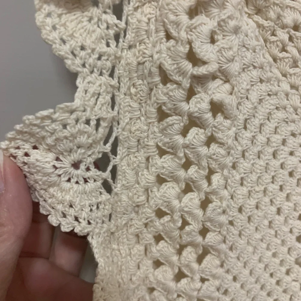 Vintage Crochet Square Pillow Cover